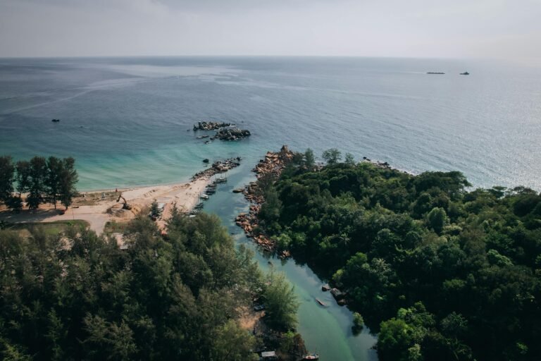 Scenic Aerial View of Tanjung Balau Coastline